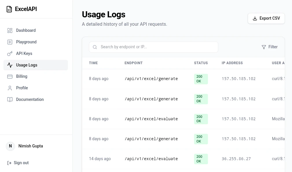 ExcelAPI screenshot 2