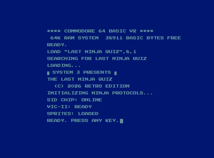 The Last Ninja Quiz — C64 Edition - Main product screenshot demonstrating key features and user interface