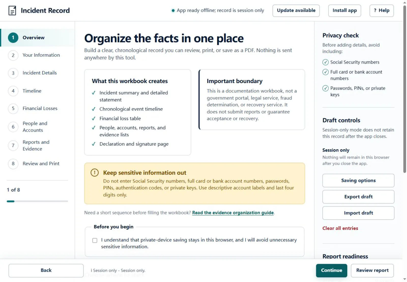 Incident Record screenshot 1