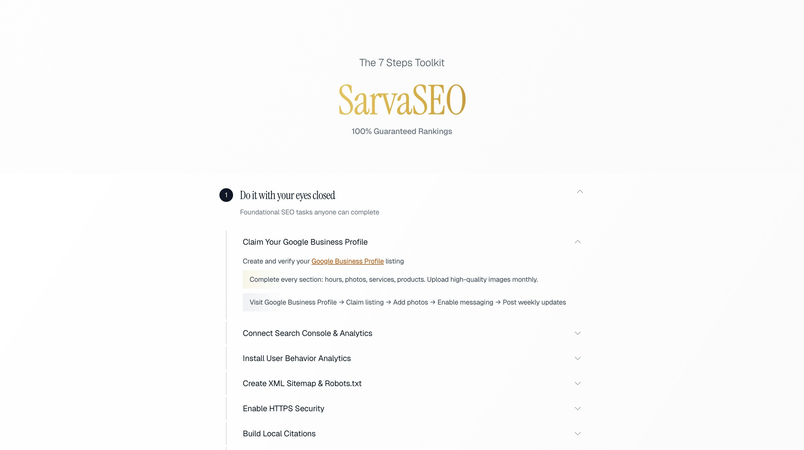 SarvaSEO | The 7 Steps SEO Toolkit - Screenshot 2 showing product features and functionality