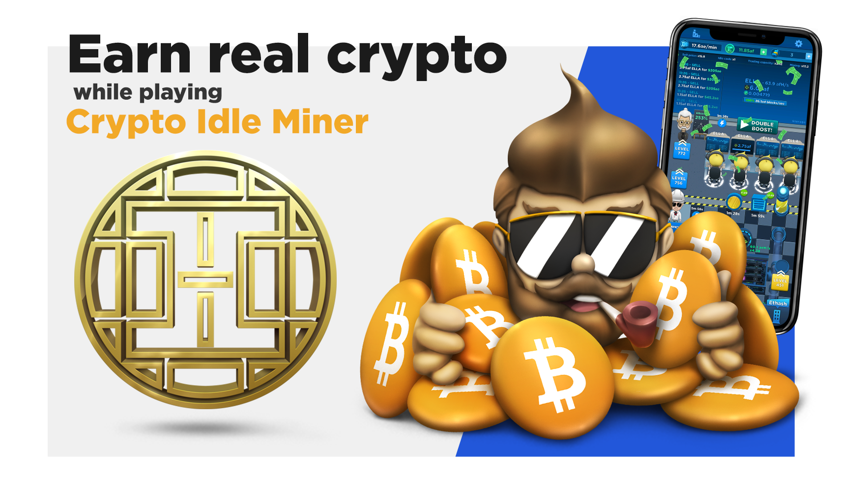 Crypto Idle Miner - mining simulator game with HORA earnings - TRX