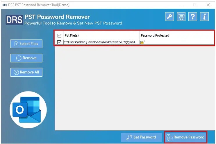 DRS Softech PST File Password Remover media 1