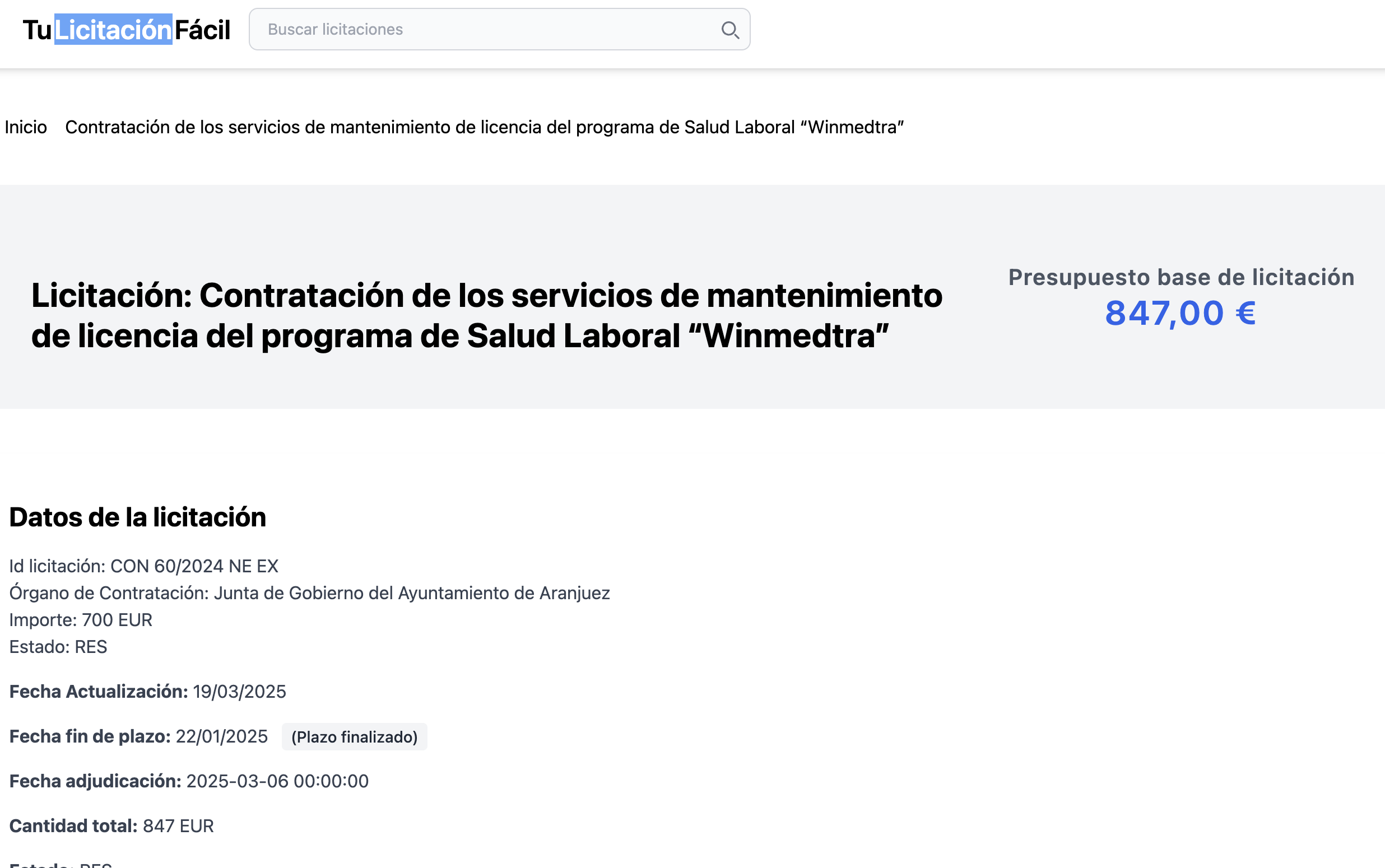 TuLicitaciónFácil - Screenshot 3 showing product features and functionality