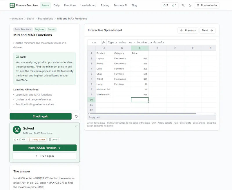 Excel Formula Exercises screenshot 8