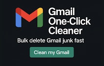 Gmail One-Click Cleaner - Main product screenshot demonstrating key features and user interface