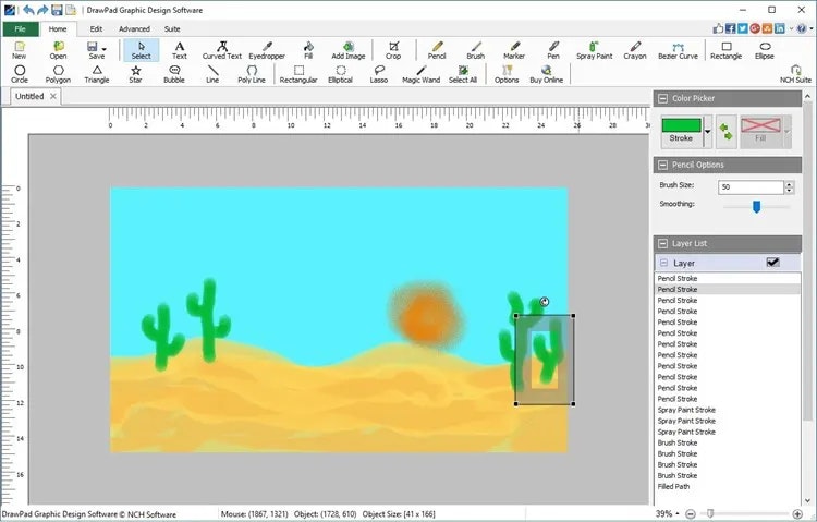 Perisian Reka Bentuk Grafik Drawpad media 4