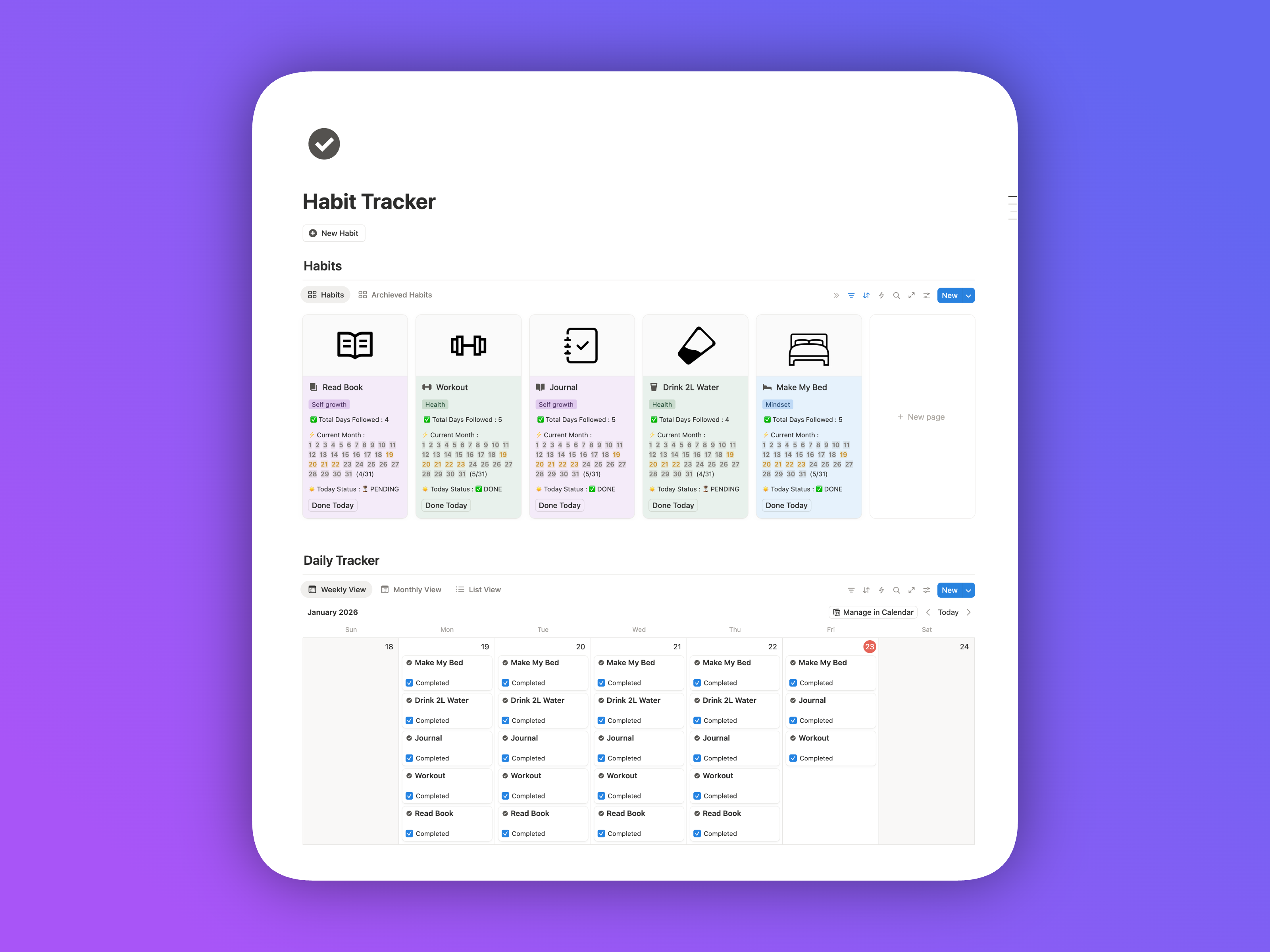 Habit Tracker in Notion gallery image