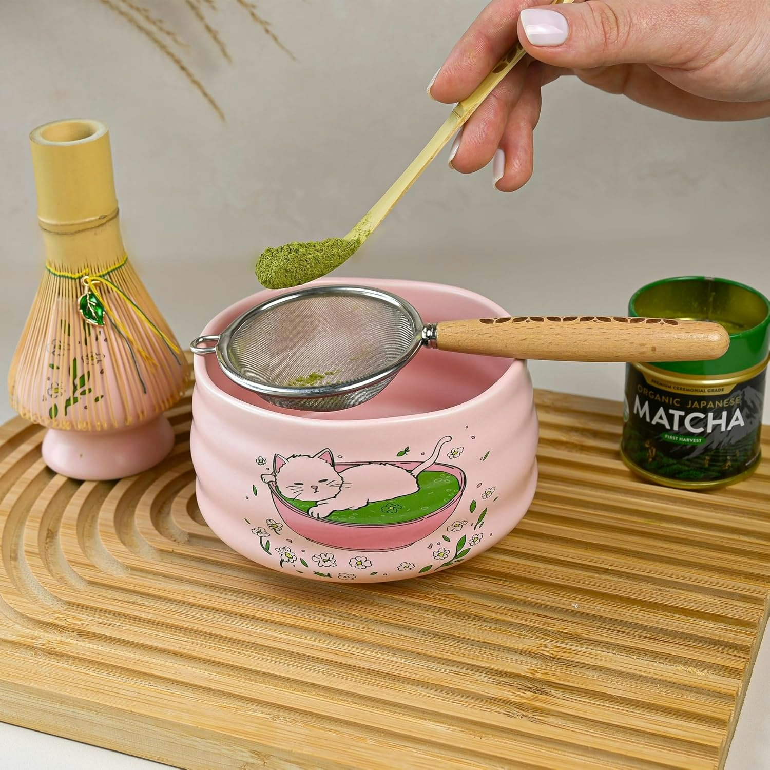 猫愛好家向けの抹茶ギフトセット - お茶と猫愛好家向けのカワイイ抹茶ギフトセットメディア1