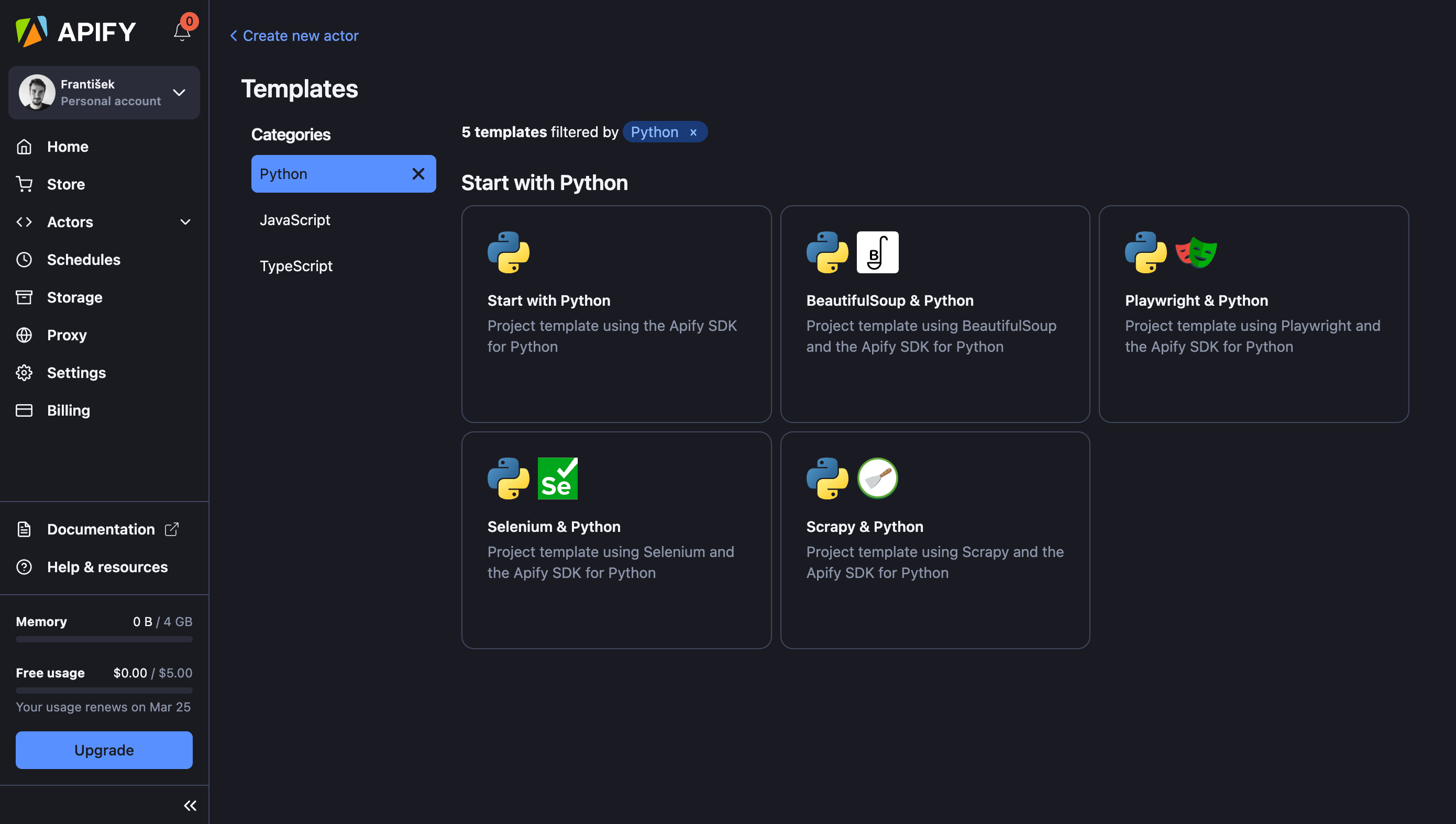 Python 용 SDK를 Apify media 3