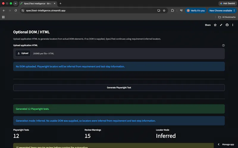 Spec2Test Intelligence screenshot 5