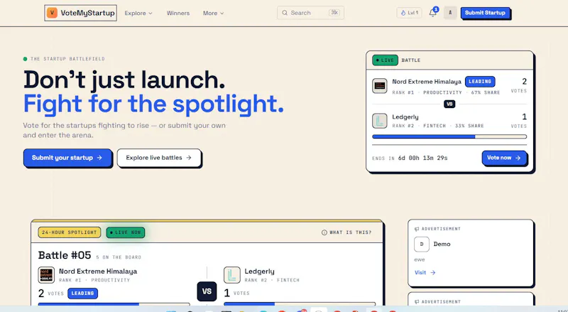VoteMyStartup screenshot 1