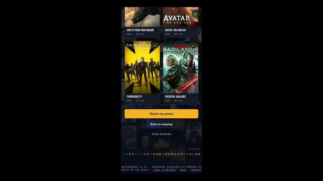 Swiping-style movie and series picker gallery image