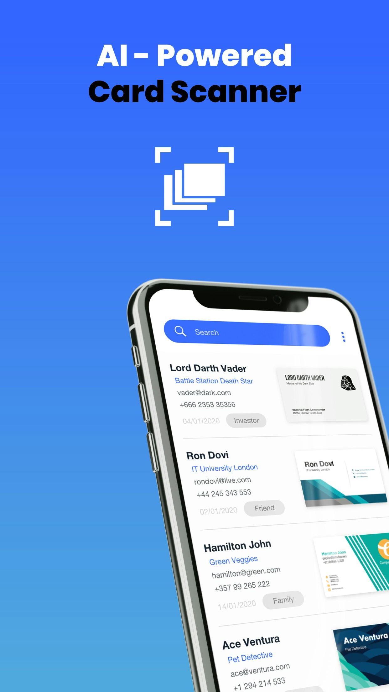 Covve scan AIpowered, super accurate business card scanner Product