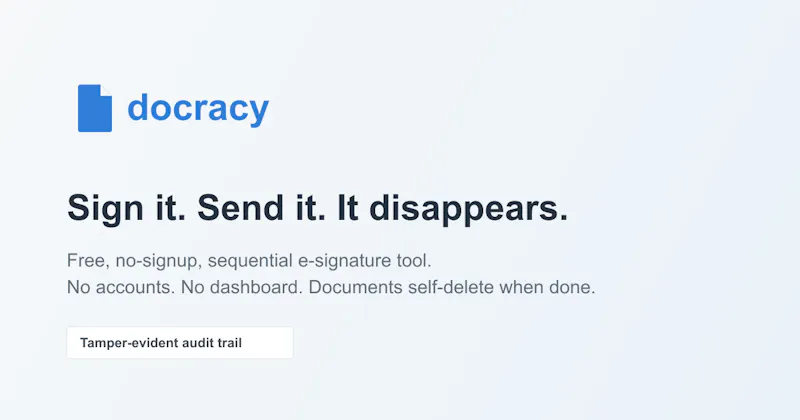 Docracy -sign it, send it, it disappears screenshot 1