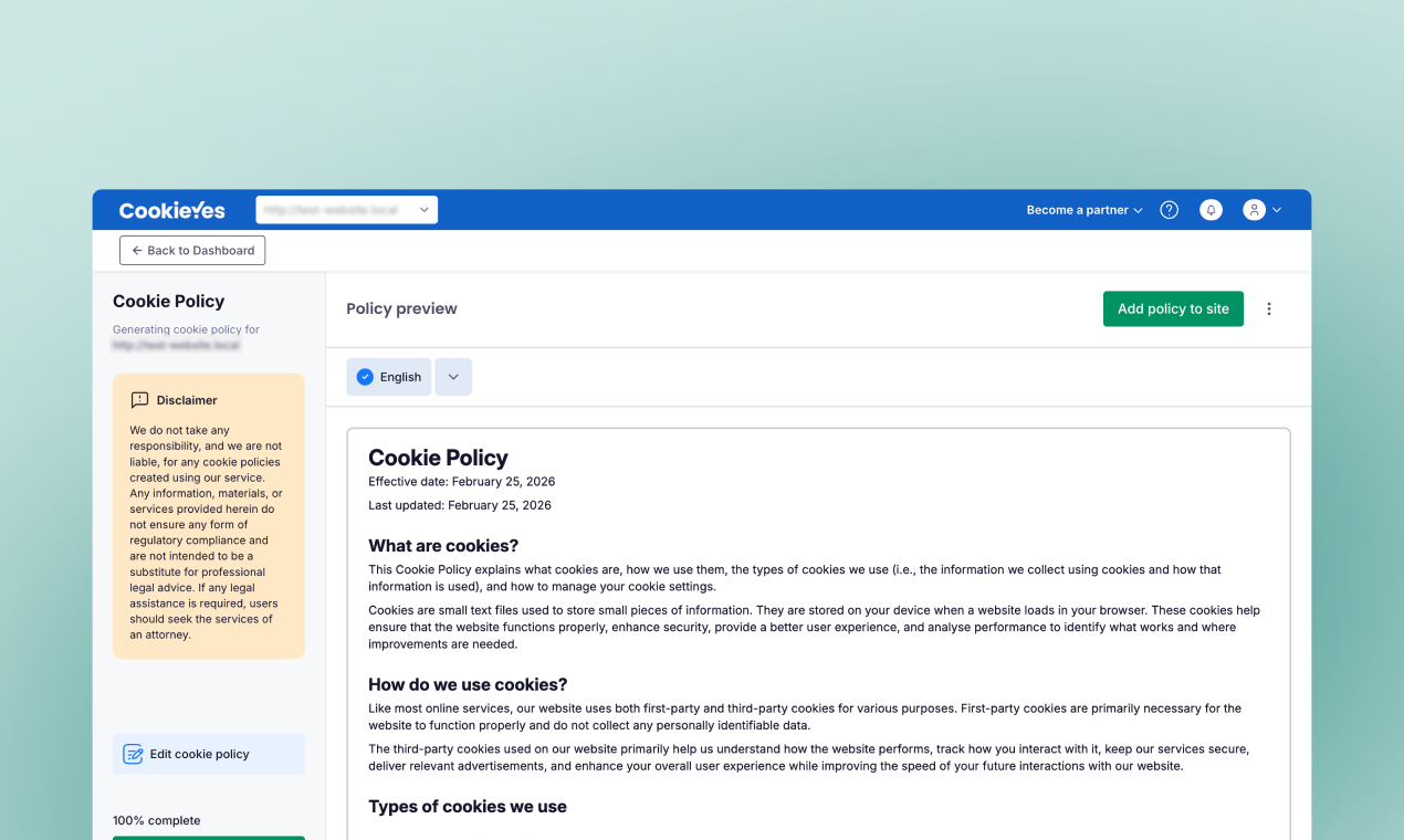 CookiePolicy Generator by CookieYes gallery image