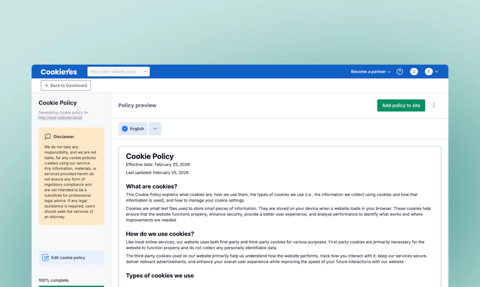 CookiePolicy Generator by CookieYes screenshot 8