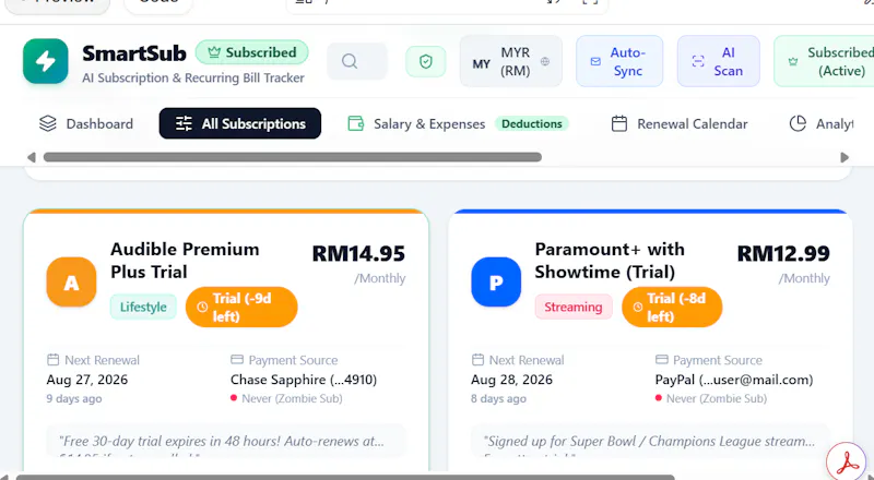 Smart Sub Tracker screenshot 2