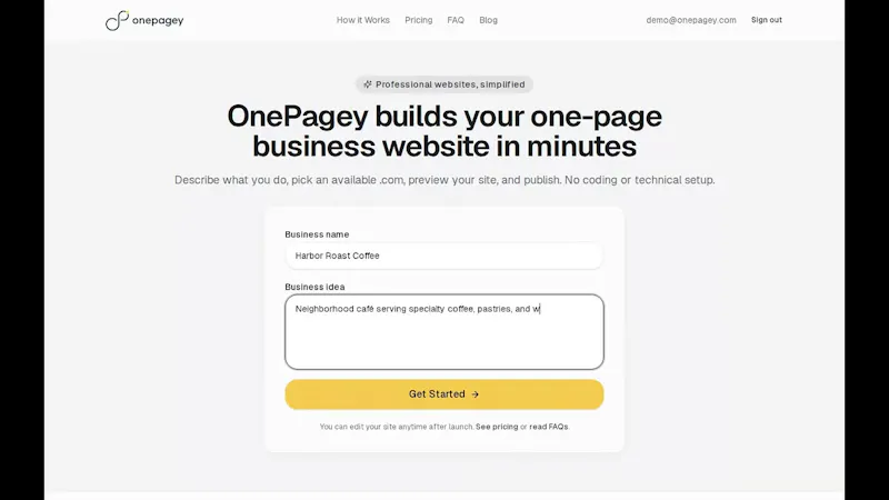 OnePagey screenshot 1 (video preview)