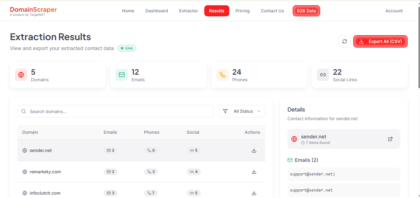 DomainScraper - A Product by TargetNXT gallery image