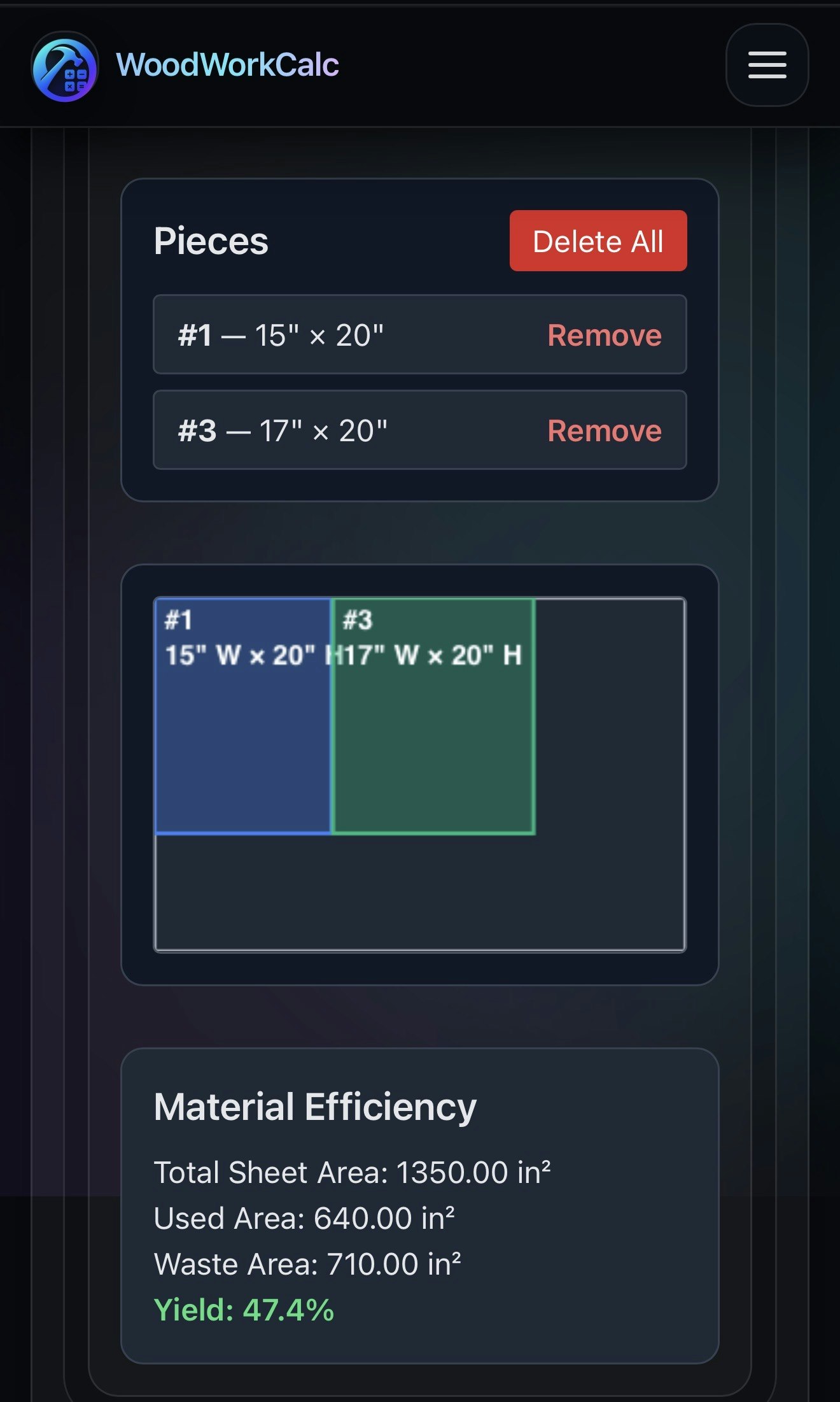 WoodworkCalc - Screenshot 3 showing product features and functionality