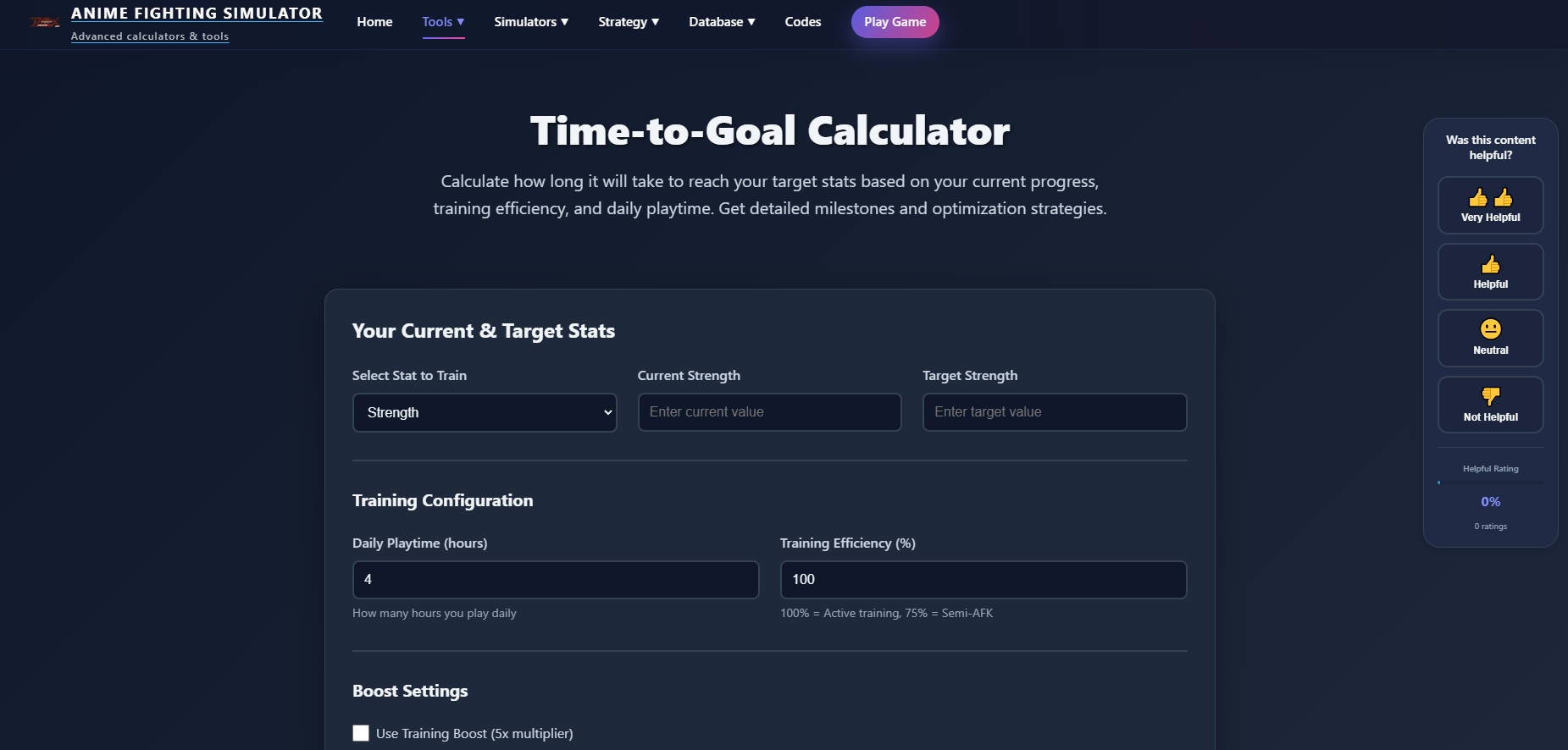 Anime Fighting Simulator Calculator gallery image