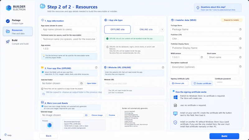 Web2Windows Electron Builder screenshot 5