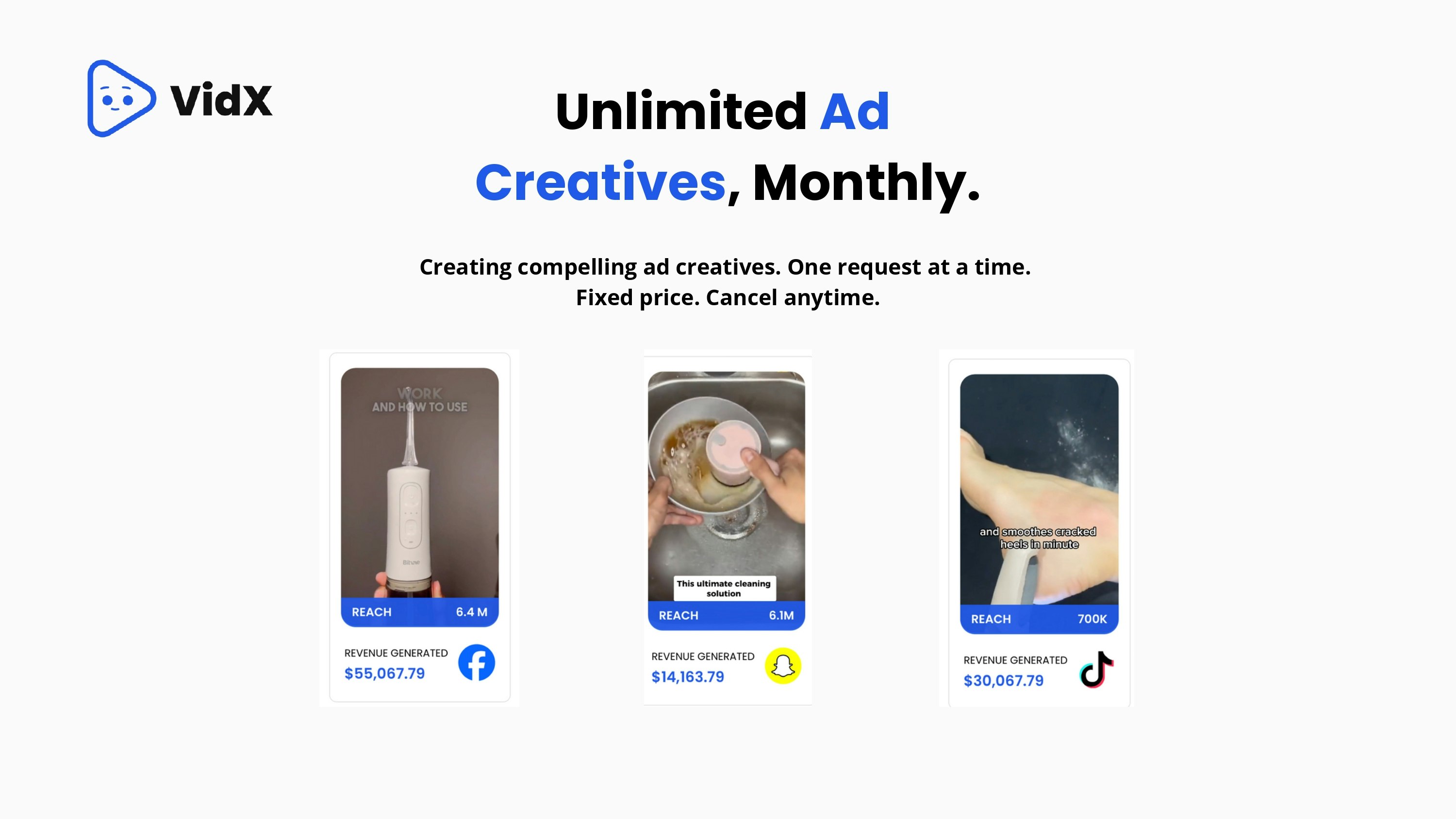 Vidx - Tiktok, makaralar, şort için video reklam jeneratörü medya 2