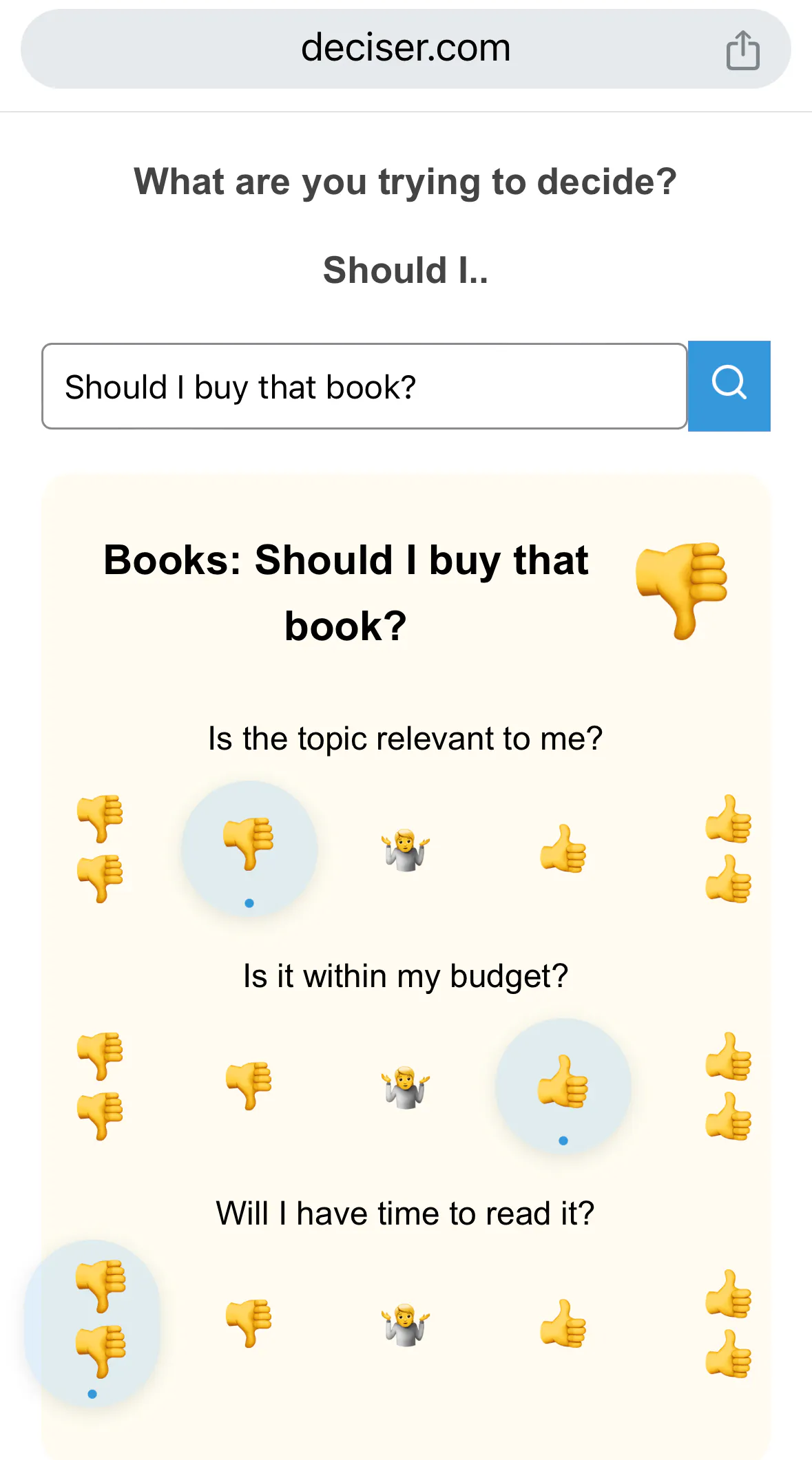 Deciser - ChatGPT-powered decision help gallery image