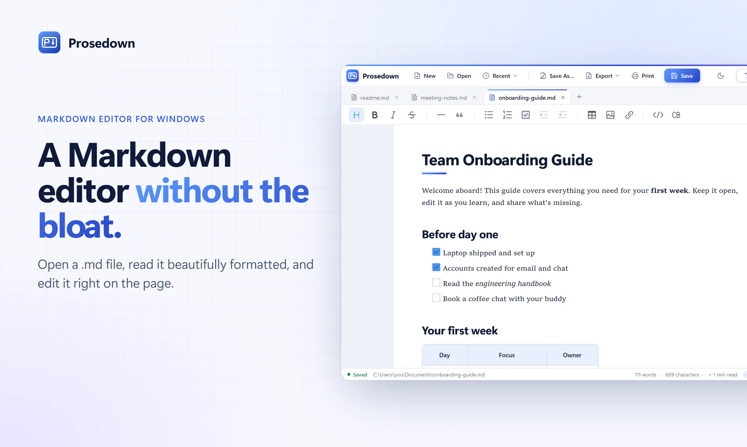 A Markdown editor without the bloat gallery image