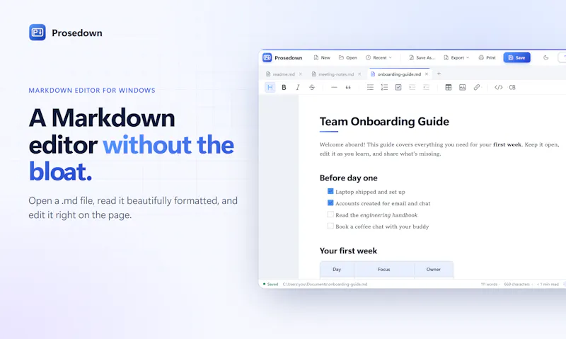 A Markdown editor without the bloat screenshot 1