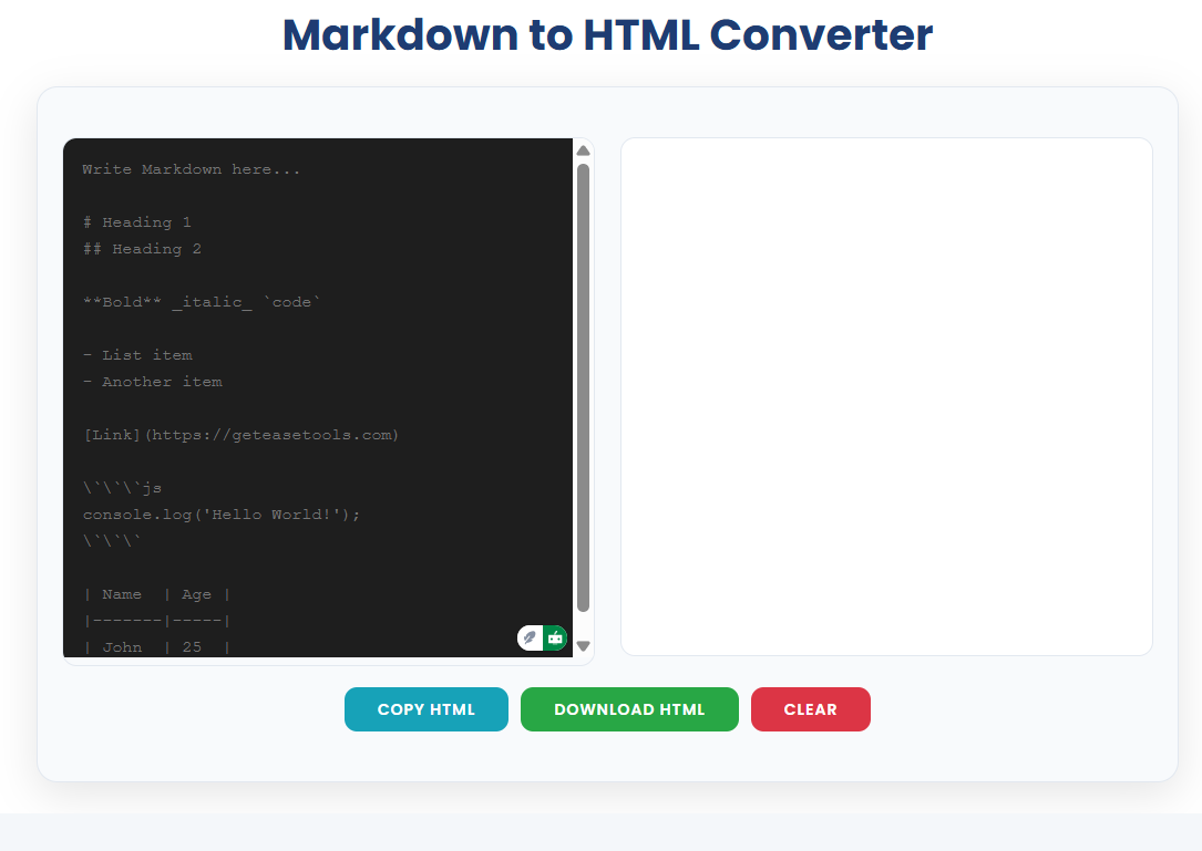 Markdown to html converter gallery image
