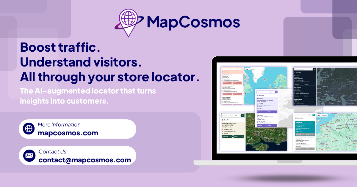 MapCosmos Store Locator - Main screenshot showing features and interface