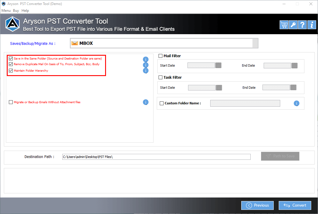 Convertitore di file PST Aryson media 5