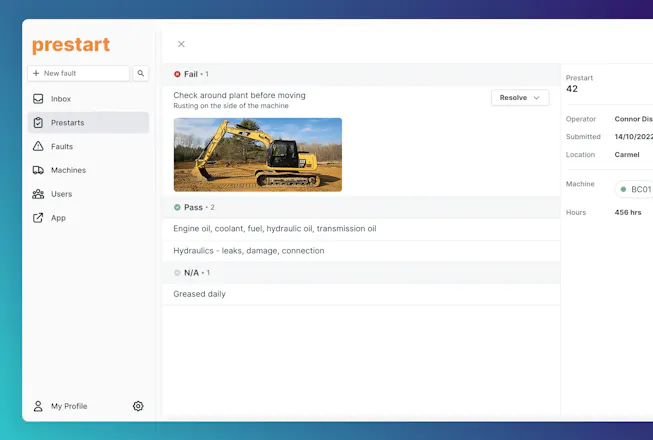 Prestart & Fault Management App gallery image