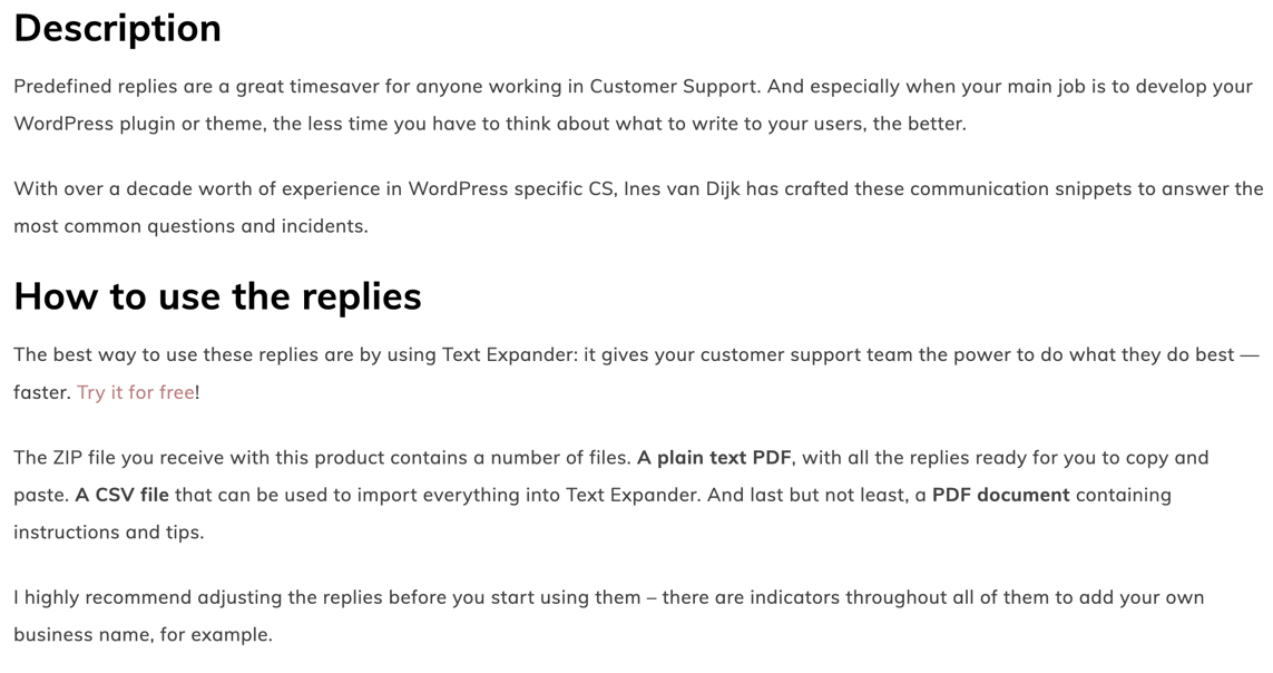 WordPress Customer Support Predefs gallery image