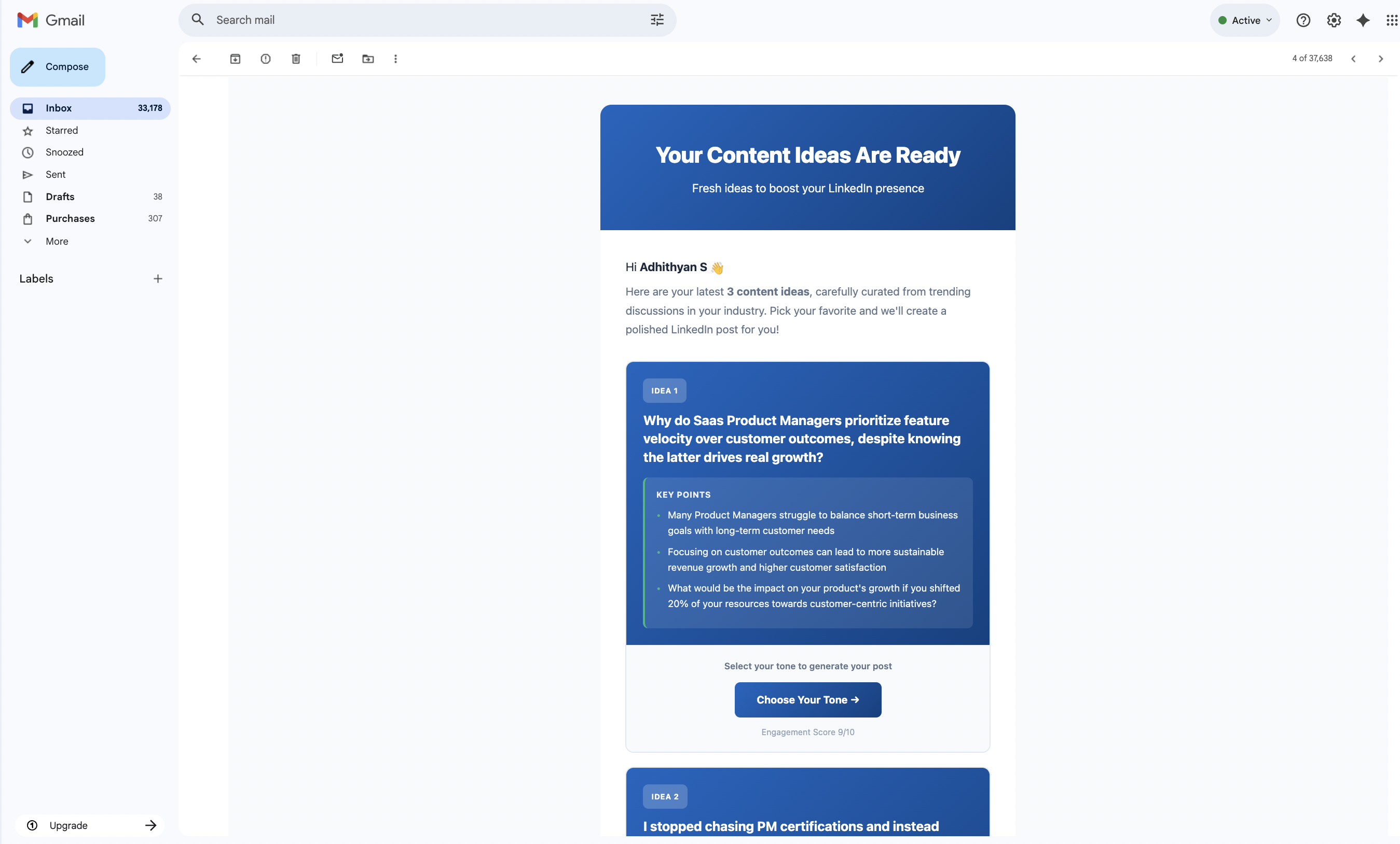 Ztory Engine - AI LinkedIn Content Ideas gallery image