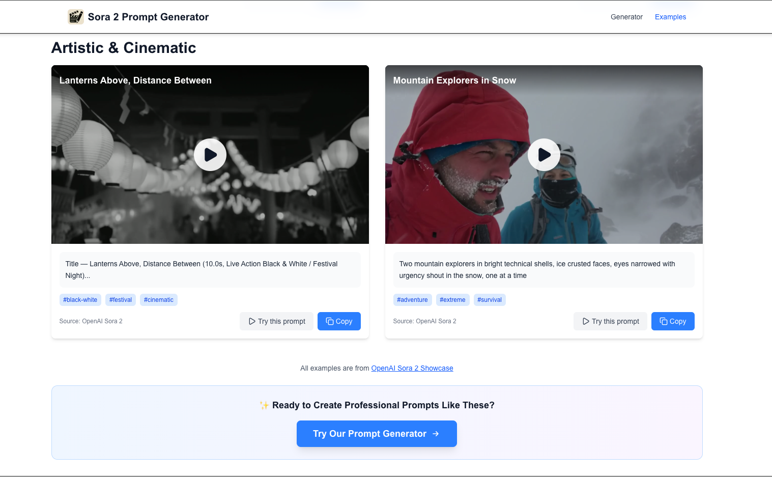 Sora Prompt Generator gallery image