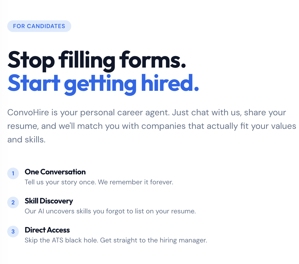 ConvoHire - Screenshot 2 showing product features and functionality
