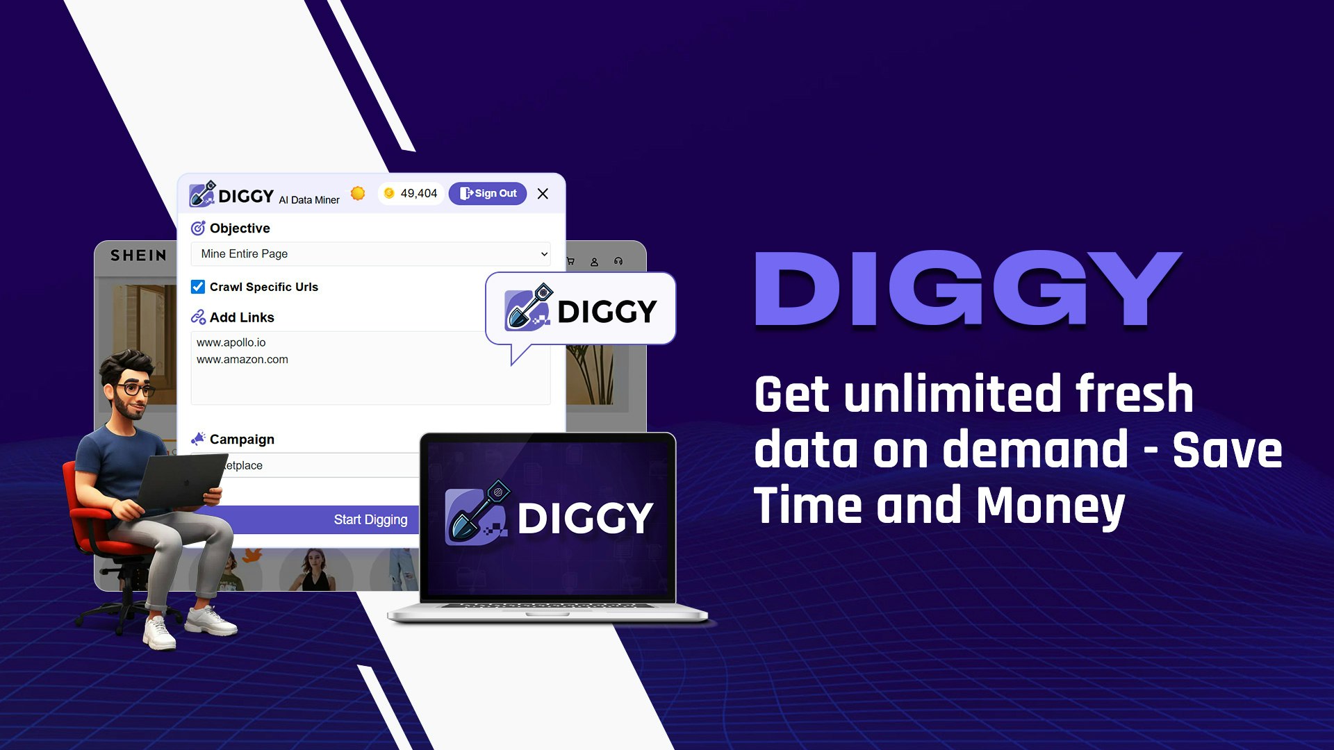 Diggy Miner AI Web Scraper - Get leads and data from any website using AI. media 4