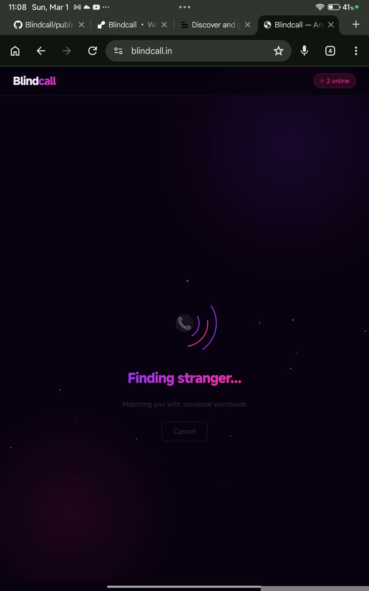 Blindcall — Anonymous Voice Calls - Screenshot 2 showing product features and functionality