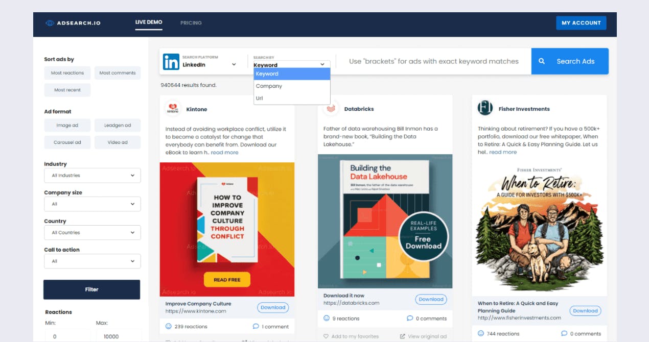 LinkedIn Ads Library by AdSearch.io media 3