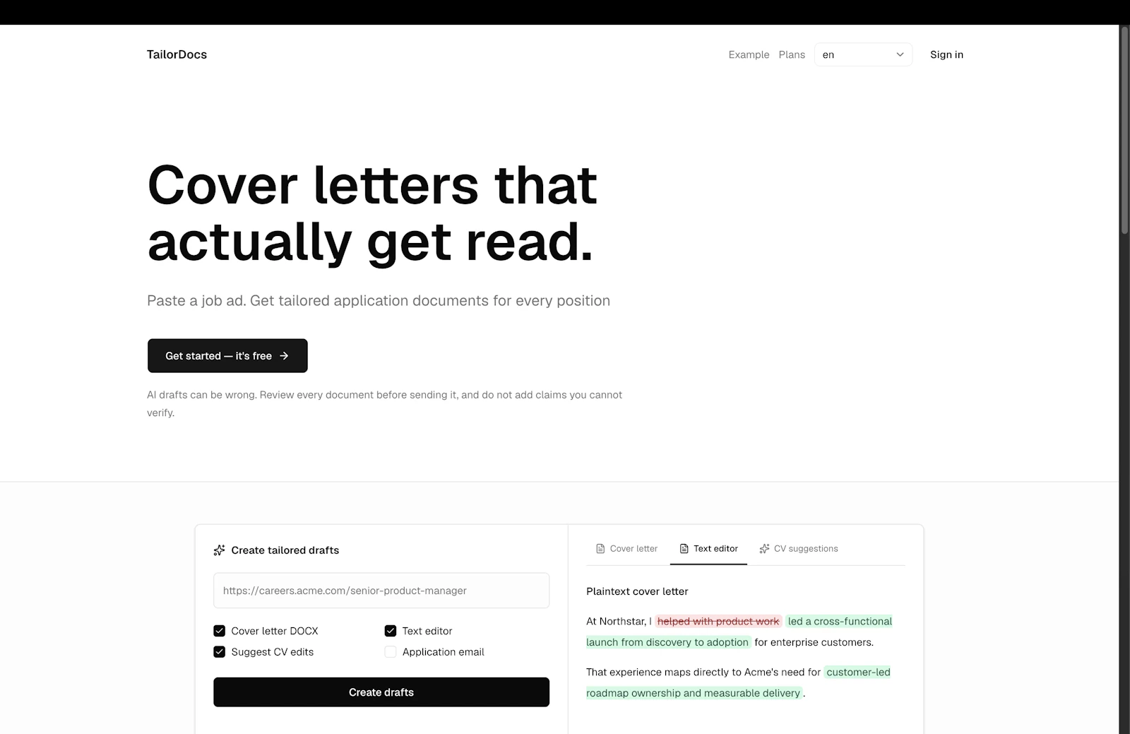 TailorDocs screenshot 2