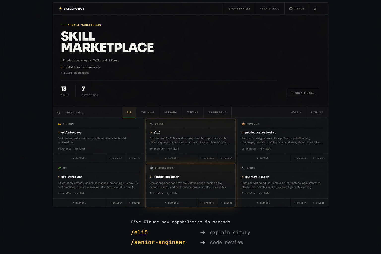 SkillForge  Install AI skills in seconds gallery image