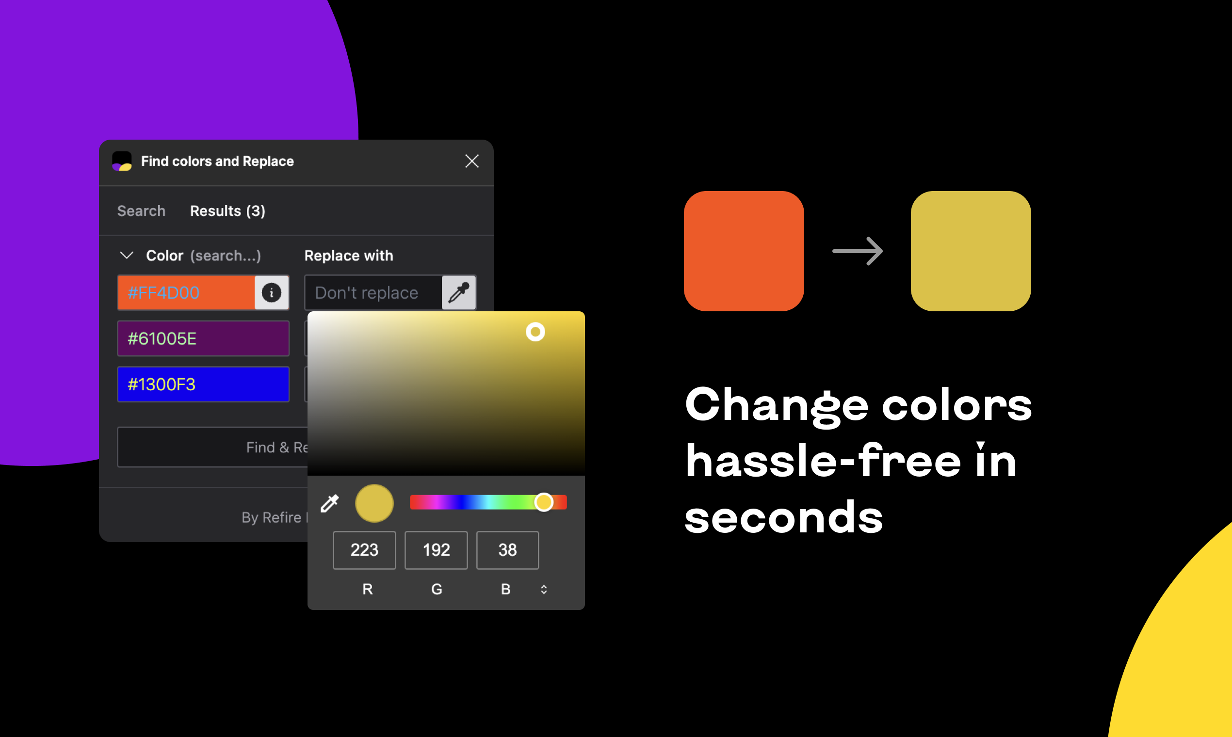 Encontre cores e substitua para figma media 3