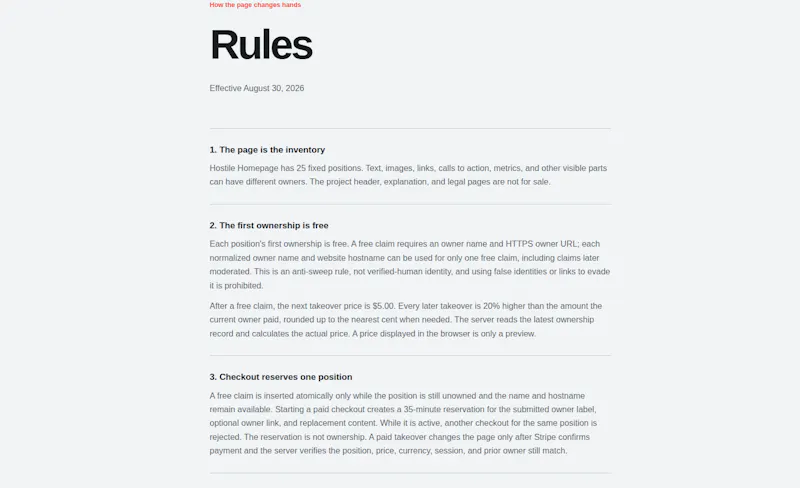 Hostile Homepage screenshot 4