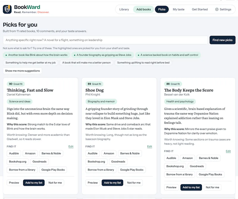 BookWard - Read, Remember, Discover screenshot 1