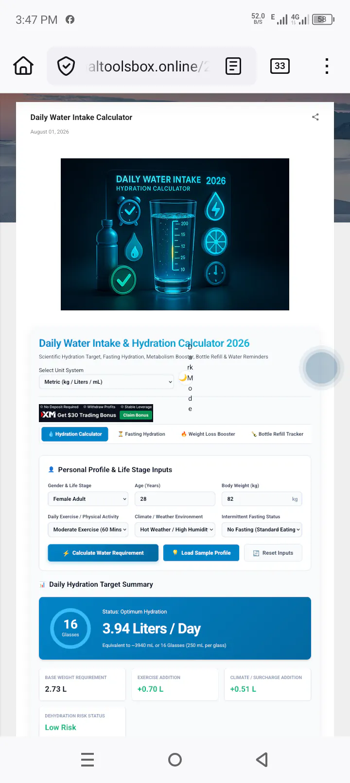 Daily Water Intake Calculator gallery image