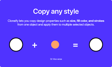 여러 요소에 디자인 스타일을 복제하는 단순성을 보여주는 Figma의 Cloneify 인터페이스.