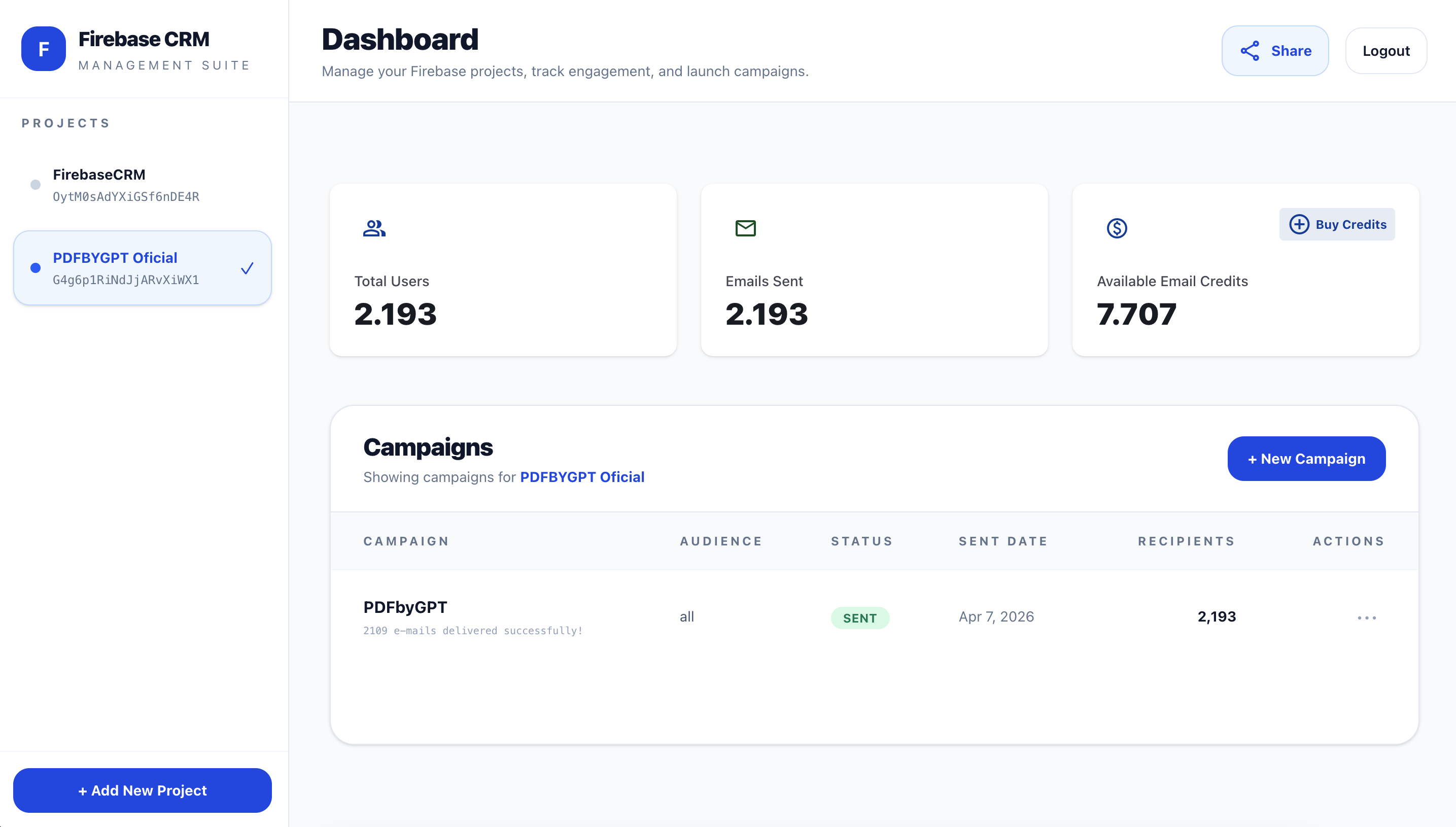 Firebase CRM gallery image