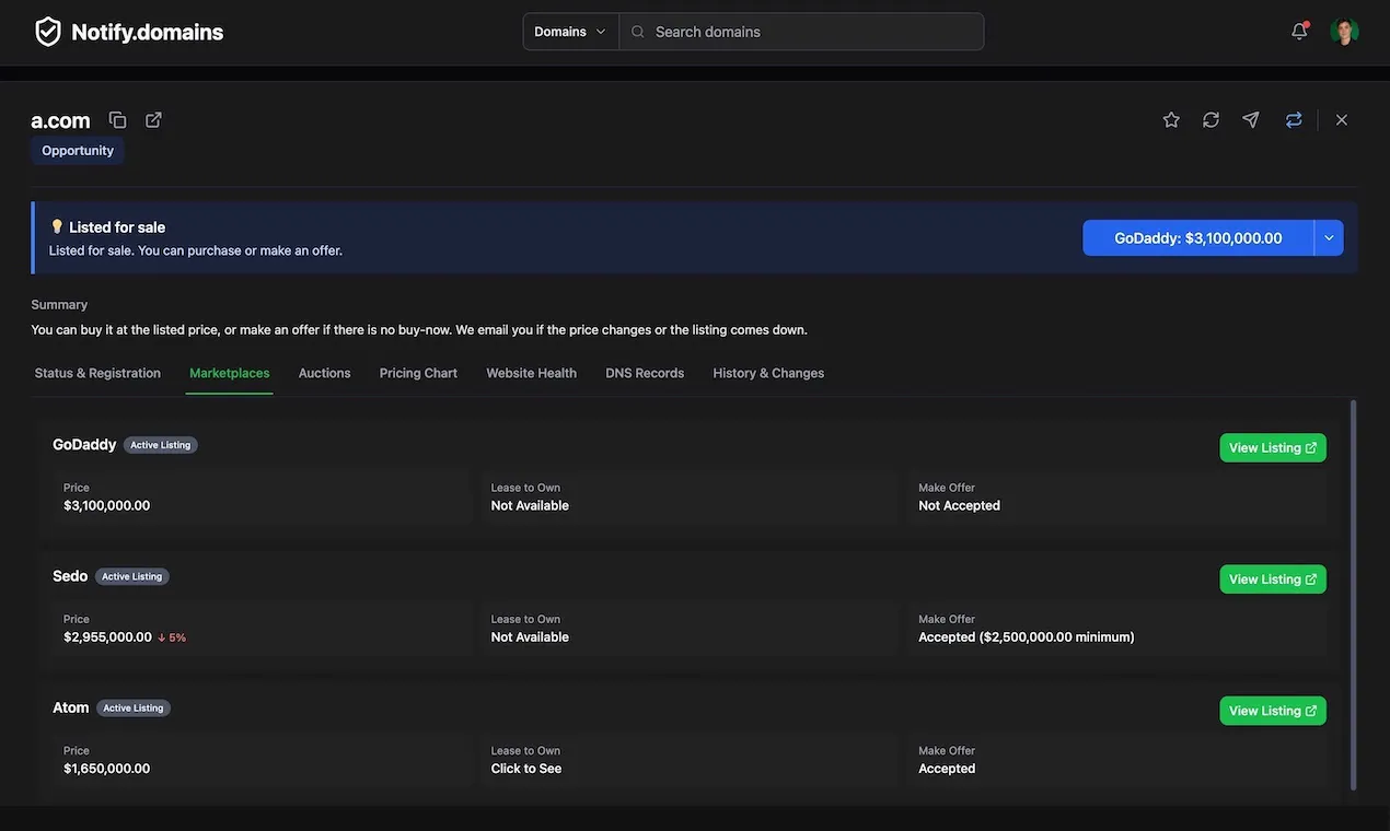 Notify.domains screenshot 4